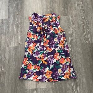 Merona Floral Tank Blouse with Tie Front